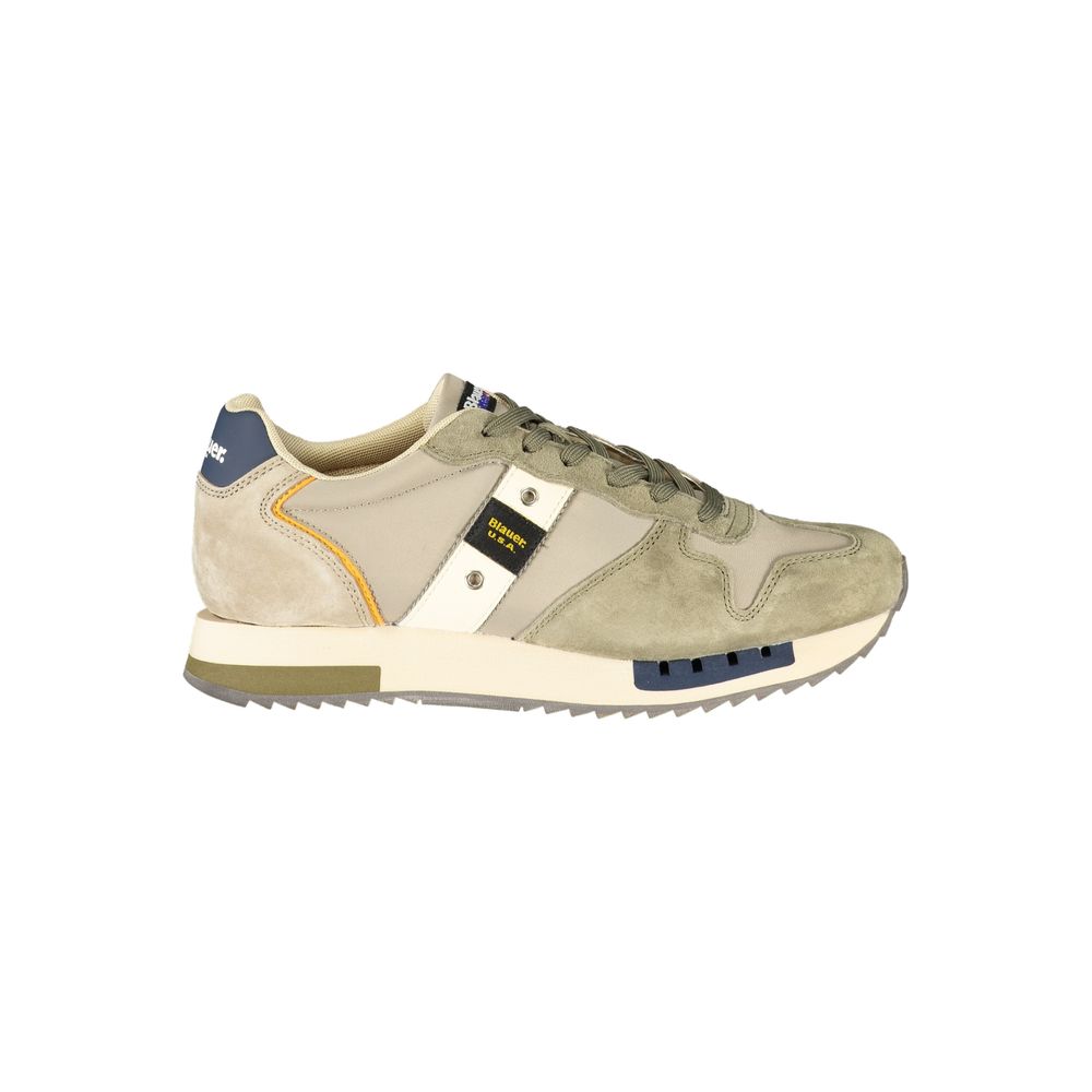 Green Polyester Athletic Sneakers