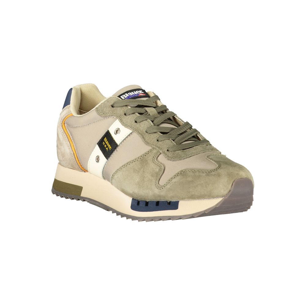 Green Polyester Athletic Sneakers
