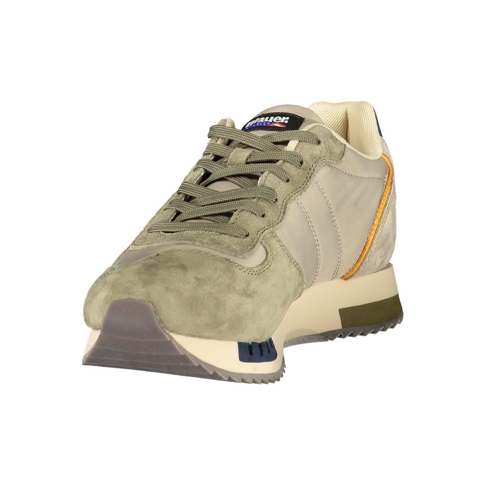 Green Polyester Athletic Sneakers
