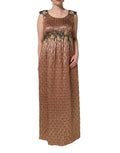 Brown Metallic Crystal Evening Gown Dress