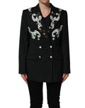 Black Stripe Double-Breasted Blazer Jacket