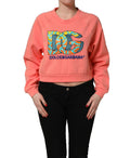 Pink Graphic Crew Neck Cropped Sweatshirt Sweater