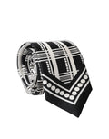Black White Abstract Silk Adjustable Men Tied Necktie Tie