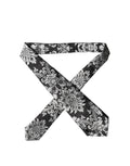 Black Silver Floral Silk Adjustable Women Necktie Tie