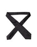 Black Satin Silk Blend Adjustable Women Tied Necktie Tie