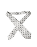 White Patterned Silk Adjustable Women Tied Necktie Tie