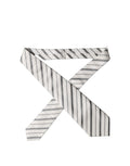 Black White Stripes Silk Adjustable Women Necktie Tie