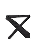 Black Solid Satin Silk Adjustable Women Necktie Tie