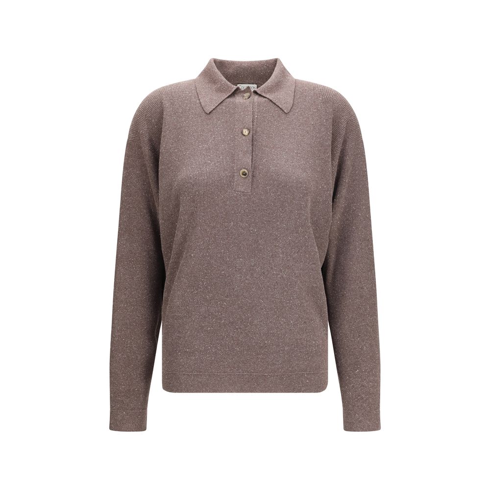 Brown Silk Polo Shirt