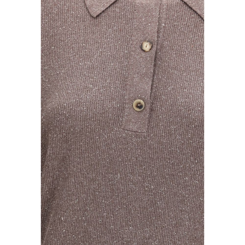 Brown Silk Polo Shirt