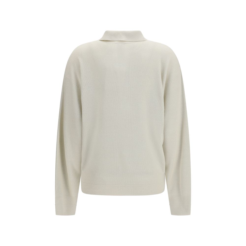 Beige Silk Polo Shirt