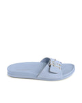 Blue Leather Flat Sandals