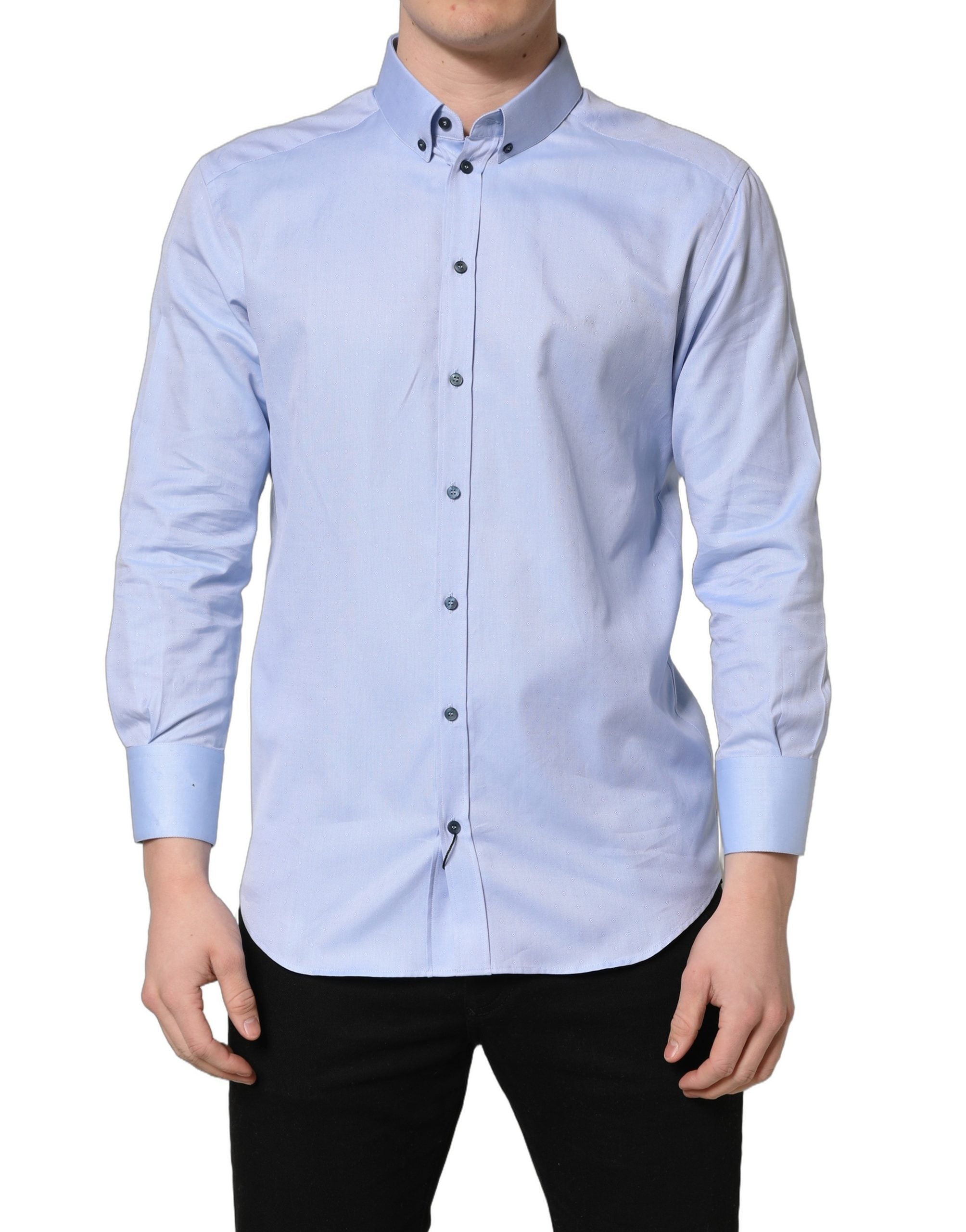 Light Blue Cotton Dress Formal Men Shirt