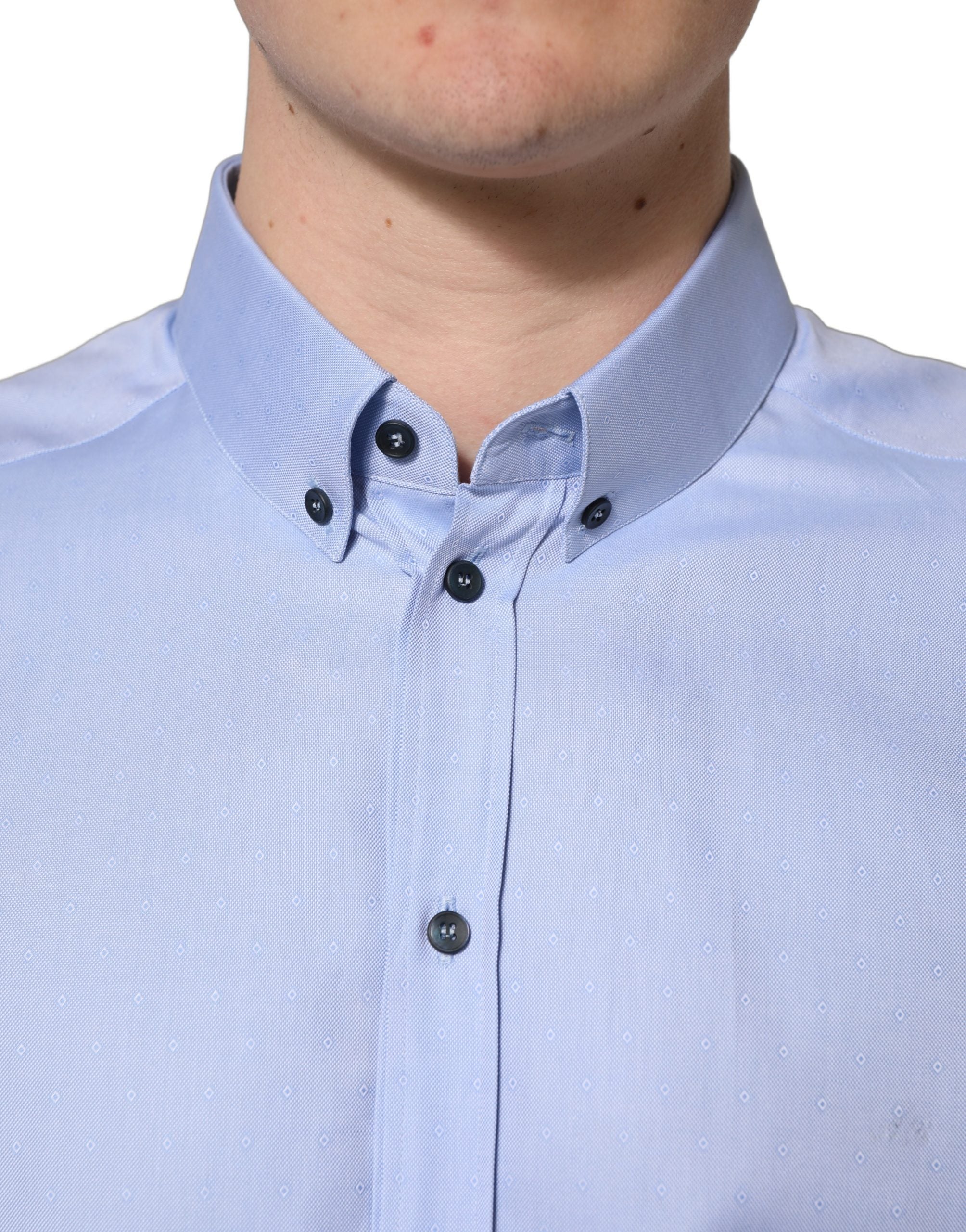 Light Blue Cotton Dress Formal Men Shirt