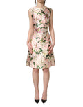 Light Pink LilyPrint Sleeveless Sheath Dress