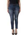 Blue Tattered Skinny Mid Waist Denim Jeans