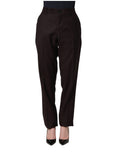 Brown Straight Leg Dress Silk Trousers Pants