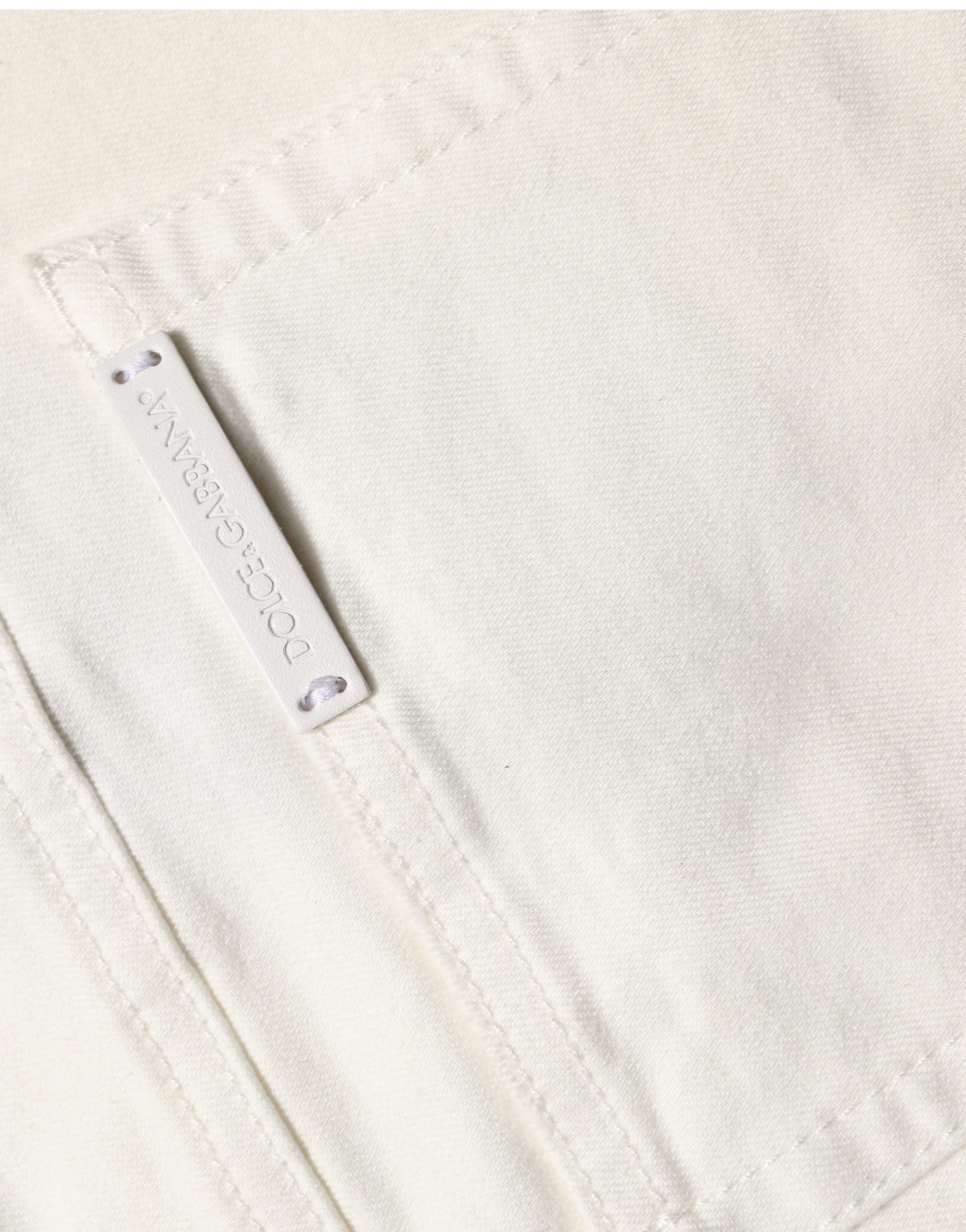 White Tattered Skinny Cotton Denim Jeans