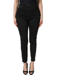 Black Skinny Cotton High Waist Denim Jeans