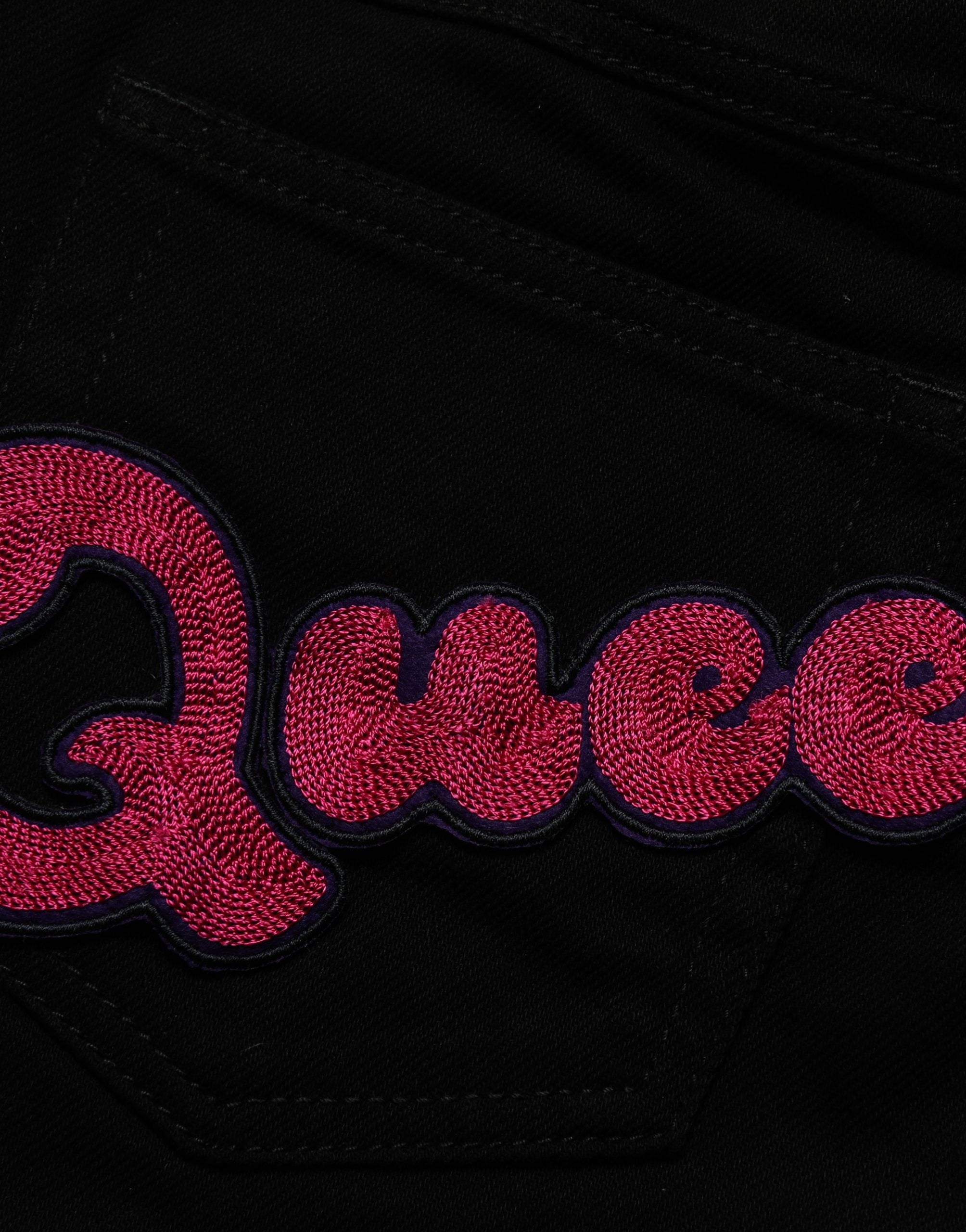 Black Queen Embroidery PRETTY Denim Jeans