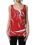 Red White Abstract Cotton Sleeveless Tank Top
