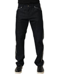 Black Cotton Mid Waist Classic Men Denim Jeans