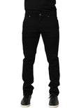 Black Heraldic Embroidered Skinny Denim Jeans