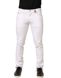 White Cotton Skinny Mid Waist Denim Jeans