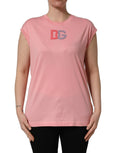 Pink Cotton DG Logo Round Neck Tank T-shirt