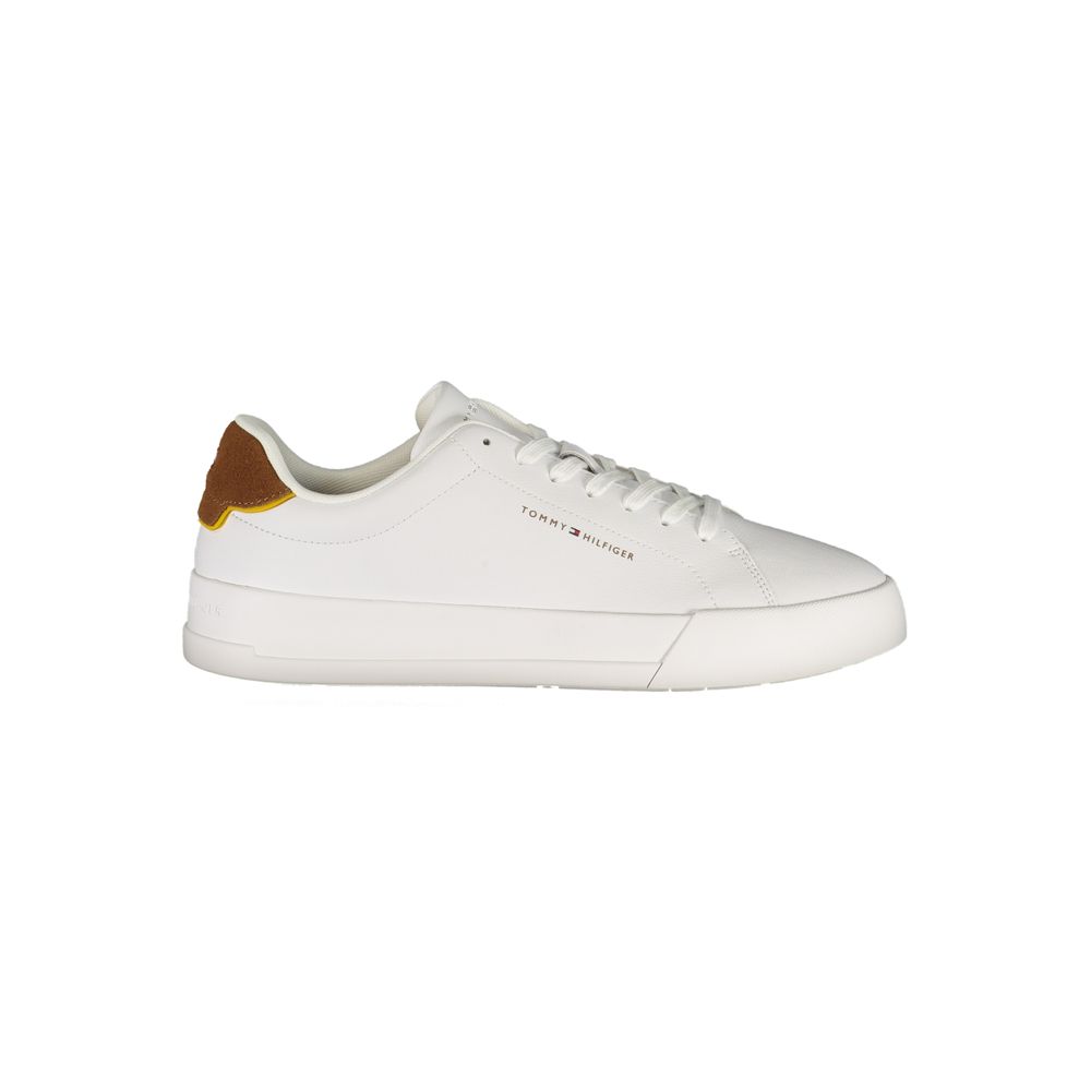 White Polyester Athletic Sneakers