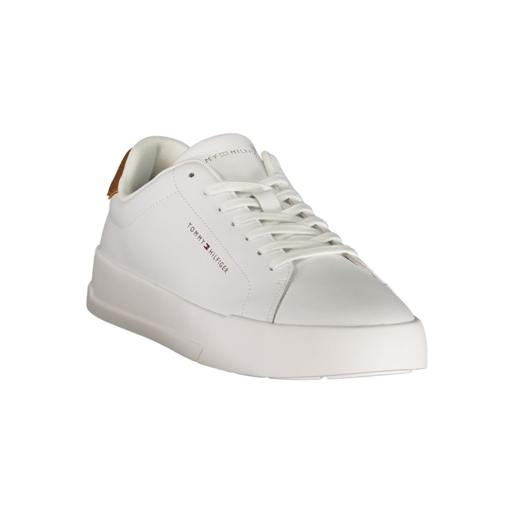 White Polyester Athletic Sneakers