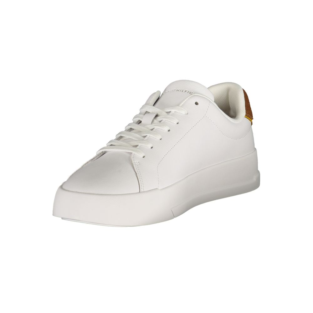 White Polyester Athletic Sneakers