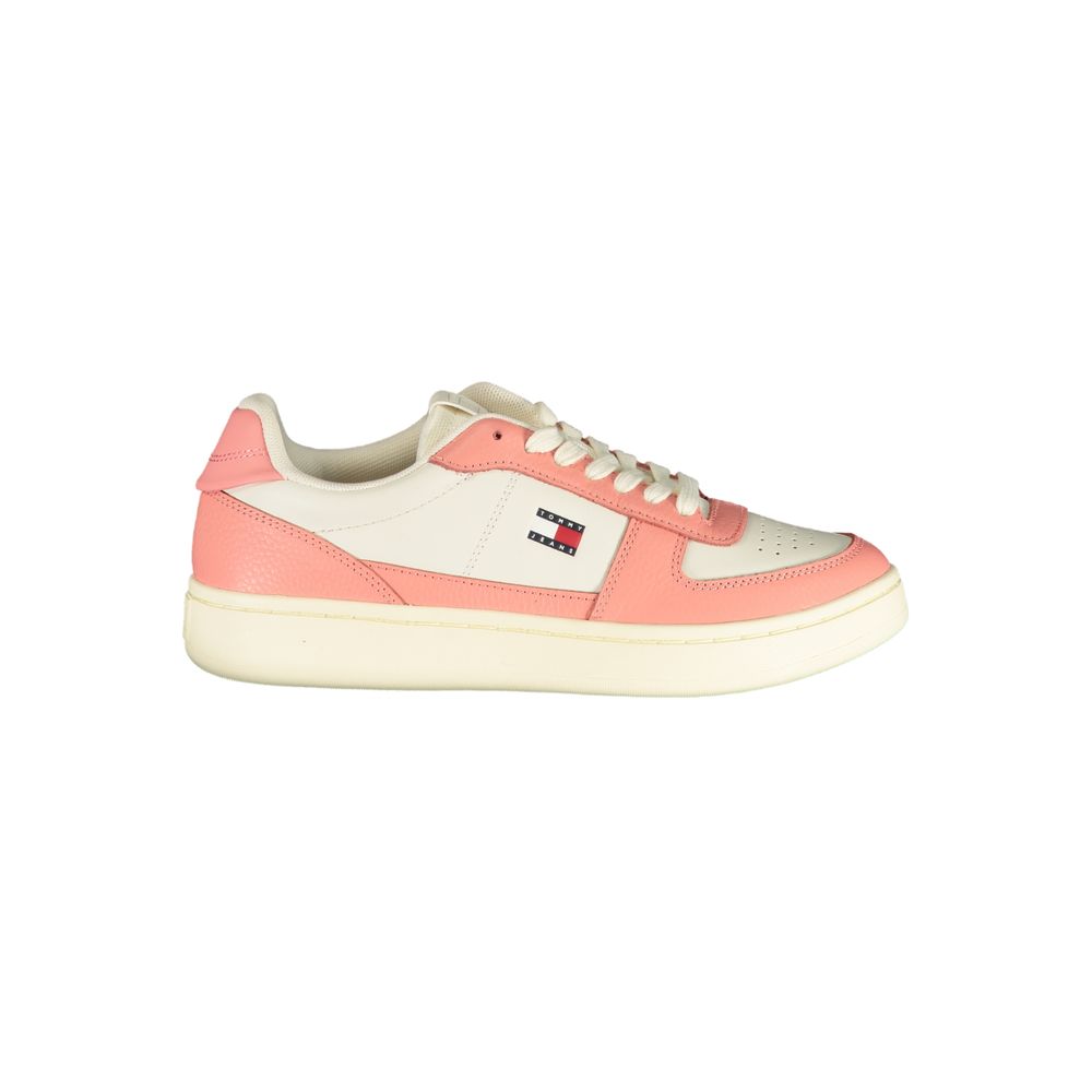 White Polyester Athletic Sneakers