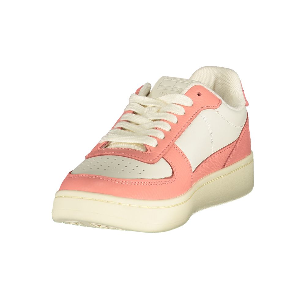 White Polyester Athletic Sneakers
