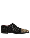 Black Sequin Embellished Men Derby Dress Shoes