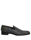 Black Floral Brocade Slip On Loafers Shoes