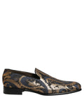 Blue Brocade Slip On Men Dress Loafers Shoes
