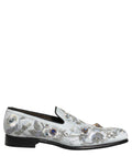 White Floral Embellished Men Loafers  Shoes