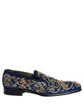 Blue Velvet Embellished Dress Loafers Shoes