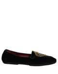 Black Velvet Sacred Heart Dress Loafers Shoes