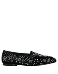 Black Crystal Embellished Dress Loafers Shoes