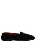 Black Crown Embellished Dress Loafers Shoes