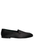 Black Satin Logo Slip On Flats Loafers Shoes
