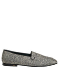 Gray Glitter Lurex DG Logo Dress Loafers Shoes