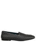 Black Velvet Diamond Stitched Loafers Shoes