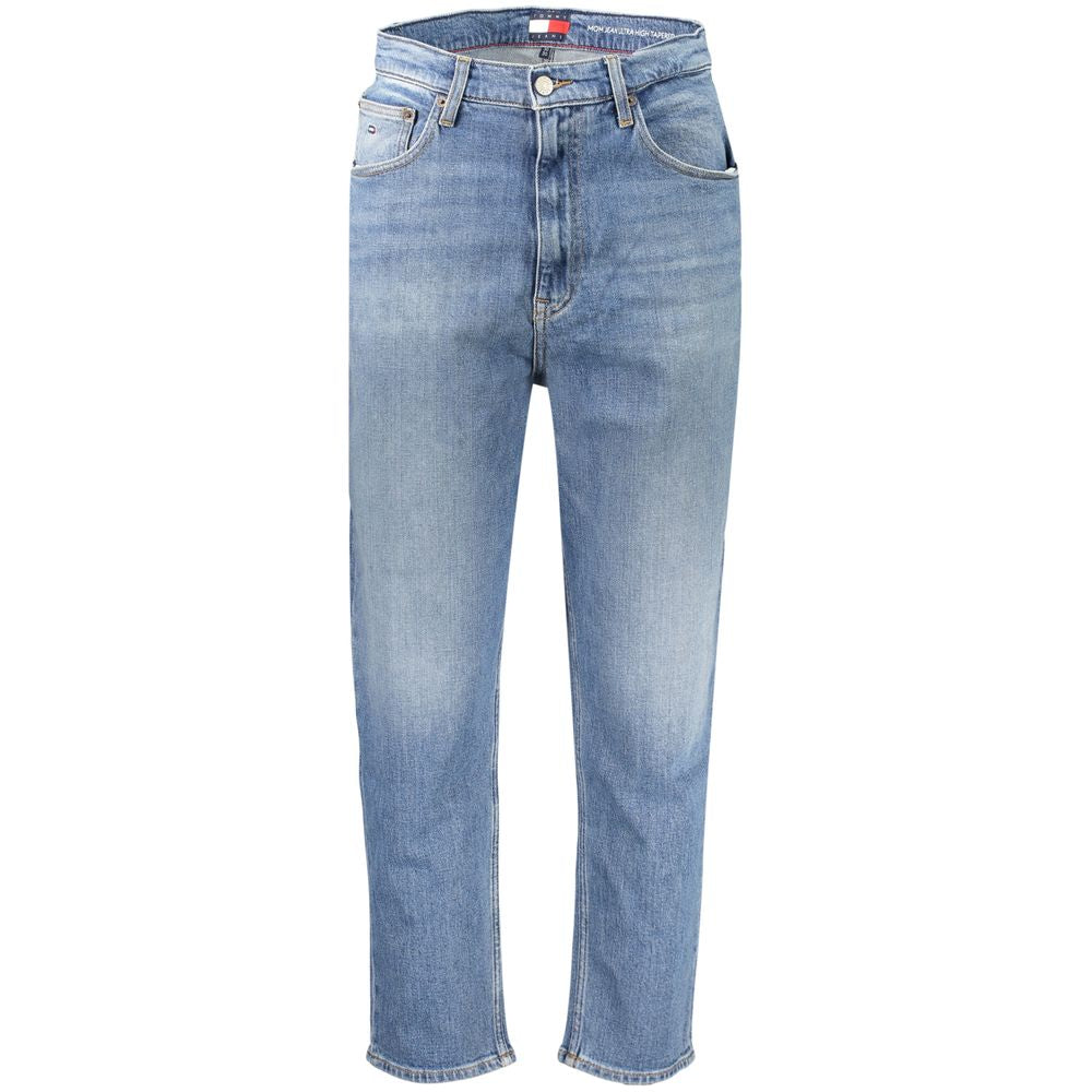 Blue Cotton Tapered Jeans