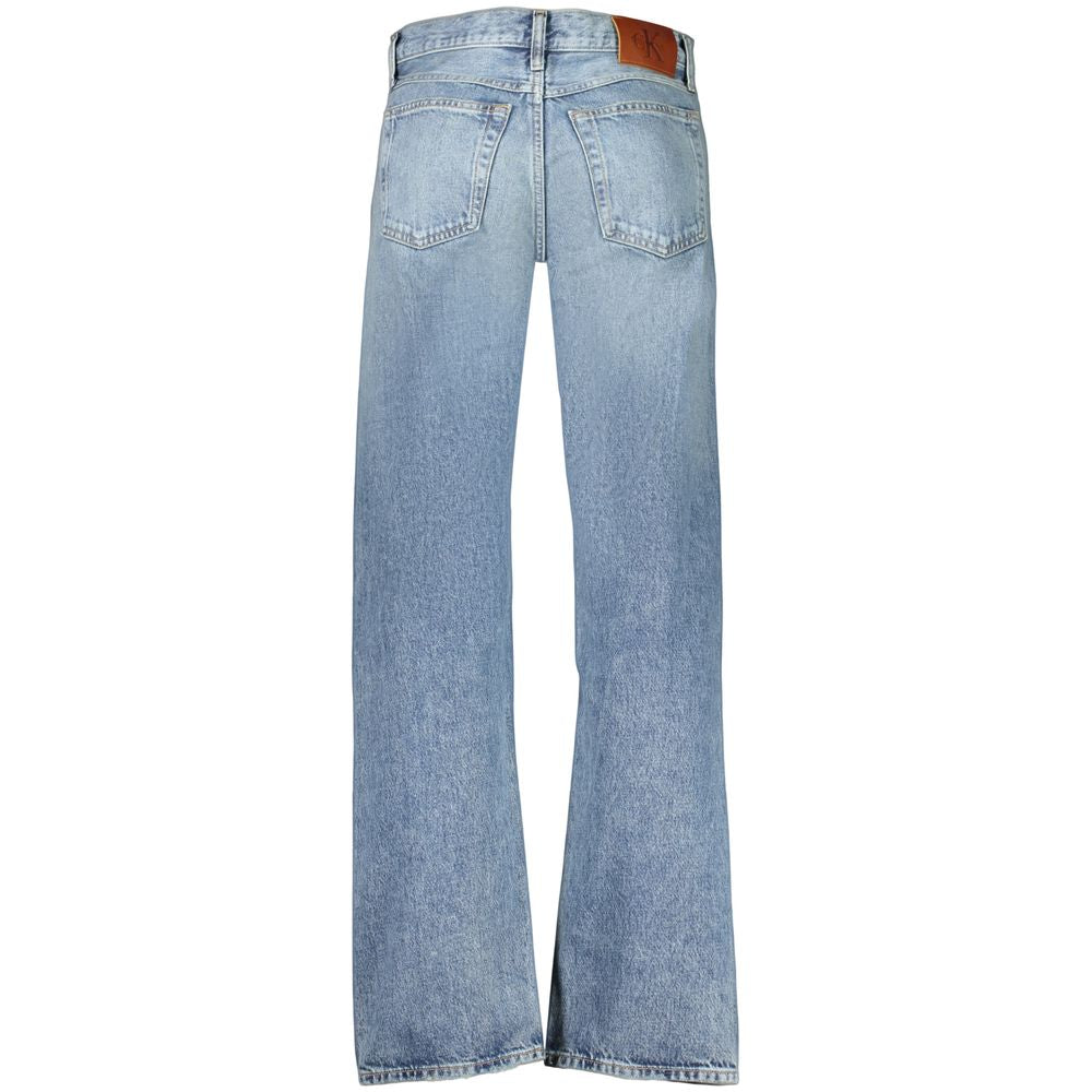 Blue Cotton Straight-Leg Jeans