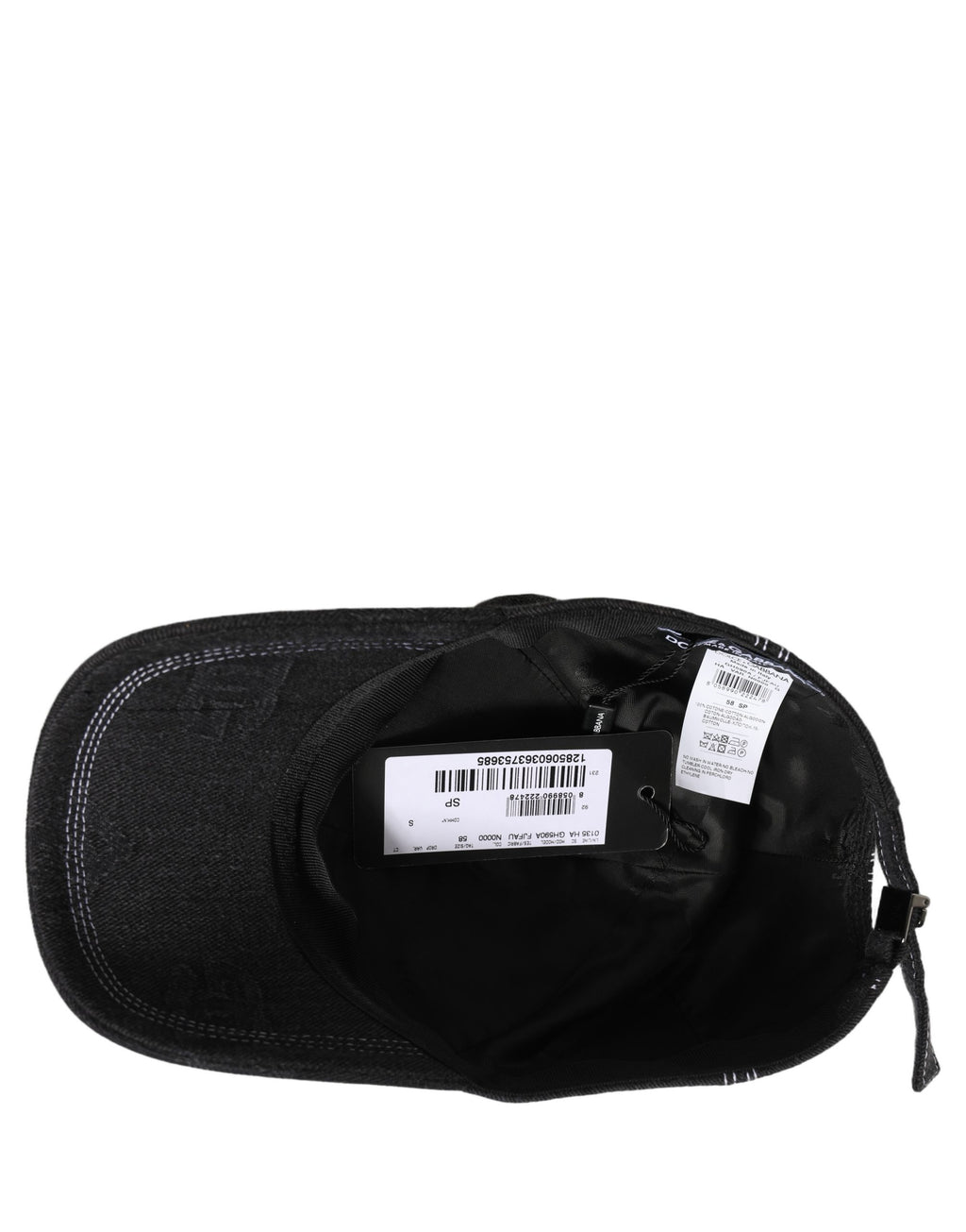 Men Black Cotton 6 Panel Baseball Capello Hat