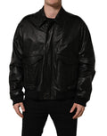 Black Leather Full Zip Men Biker Jacket