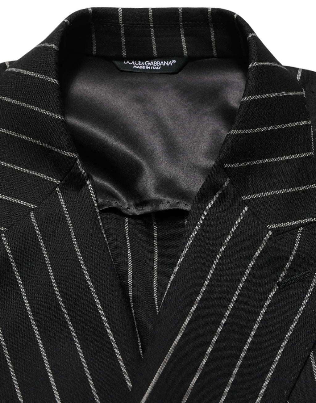 Black Stripes Wool Double Breasted Jacket